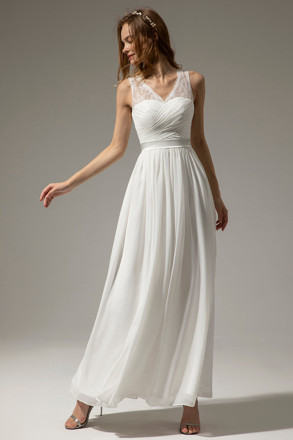 Long V-neck Bridesmaid Dress