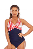 Stripes Halter One Piece Swimwear