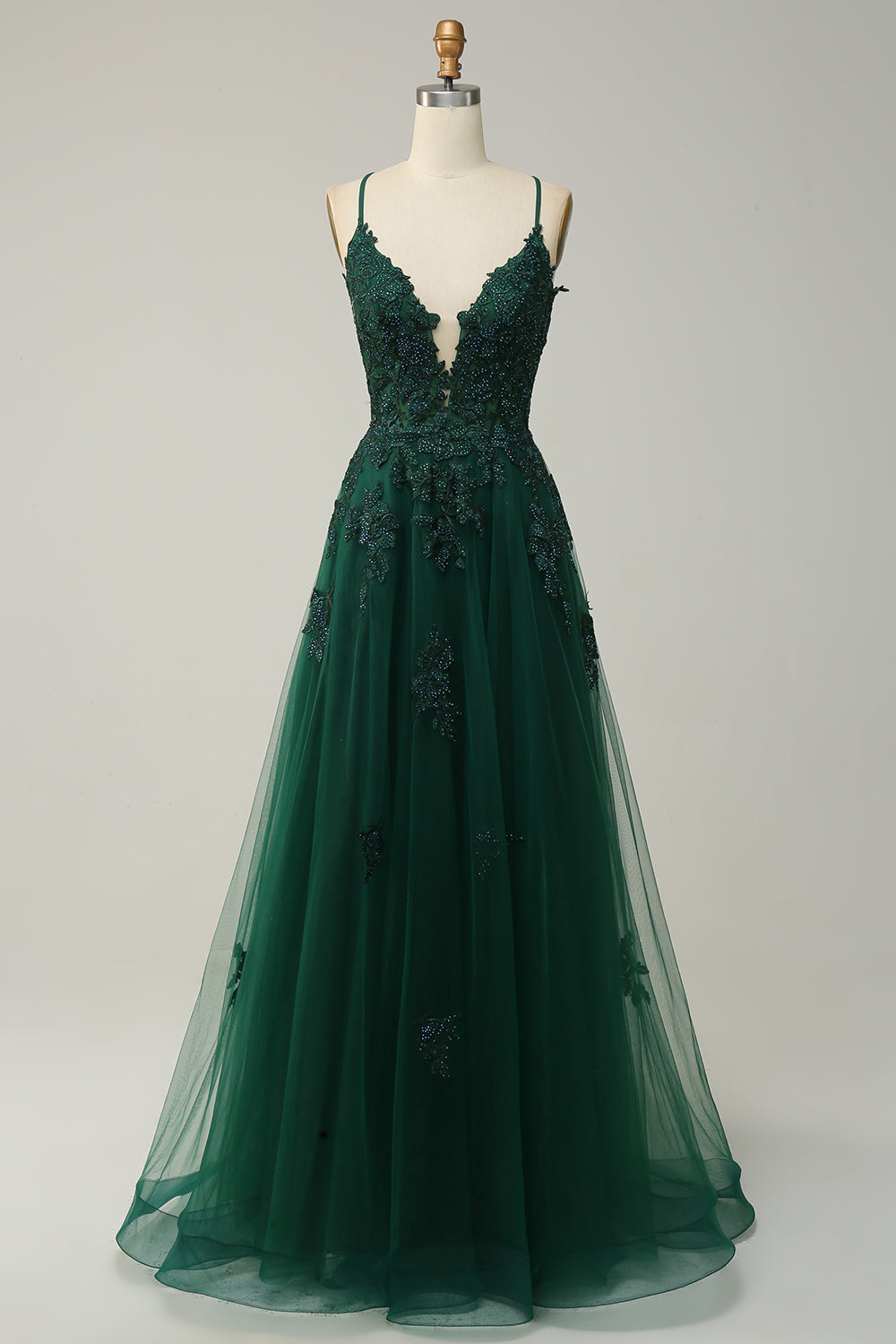 Zapaka Women Green Long Prom Dress A Line Spaghetti Straps Formal Dress with Criss Cross Back, Dark Green / US16W Zapaka Women Green Long Prom Dress A Line Spaghetti Straps Formal Dress with Criss Cross Back, Dark Green / US16W