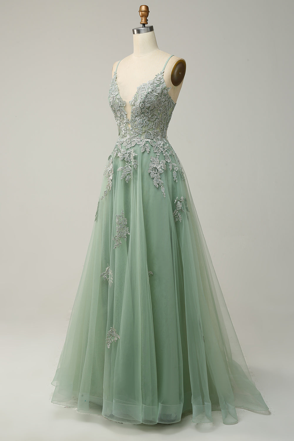 Zapaka Women Green Long Prom Dress A Line Spaghetti Straps Formal Dress with Criss Cross Back, Green / US22W Zapaka Women Green Long Prom Dress A Line Spaghetti Straps Formal Dress with Criss Cross Back, Green / US22W
