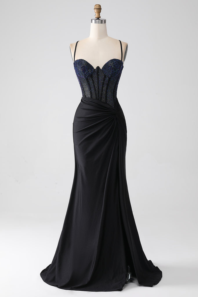 Elegant Black Sleeves Mermaid Beading Modest Party Dresses Cocktail Dress, DP5470 main image 1
