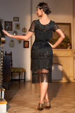 Black Beaded Gatsby Fringed Flapper Dress
