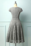 Grey Lace Midi Dress