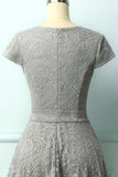 Grey Lace Midi Dress