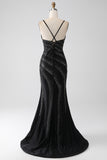 Mermaid Beaded Black Prom Dress with Slit