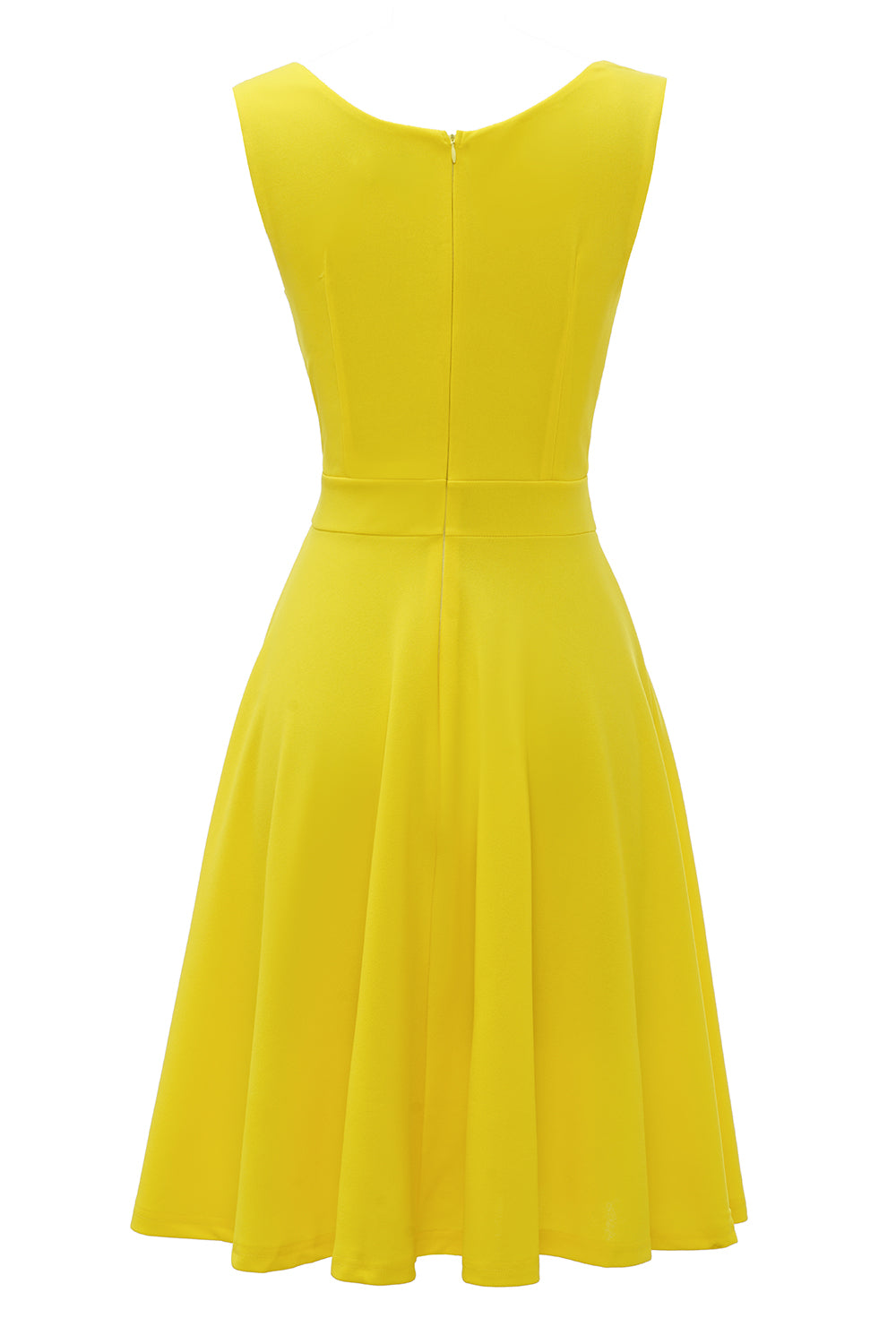 Yellow V Neck 1950s Dress