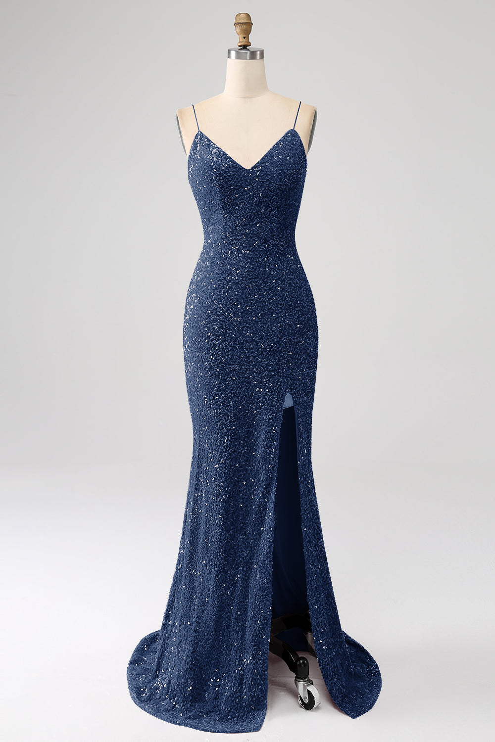 ZAPAKA Women Royal Blue Long Prom Dress Mermaid Spaghetti Straps V-Neck Sequin Evening Dress With Split, Navy / US4 ZAPAKA Women Royal Blue Long Prom Dress Mermaid Spaghetti Straps V-Neck Sequin Evening Dress With Split, Navy / US4