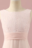 Light Pink Lace and Chiffon Junior Bridesmaid Dress