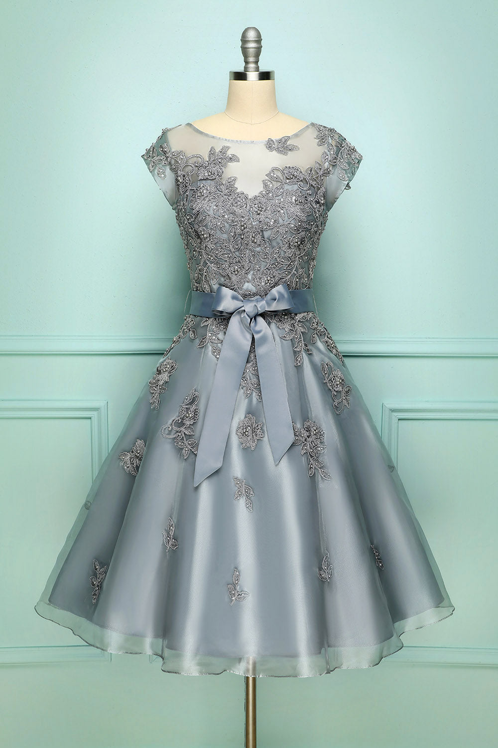 Grey Vintage Short Prom Dress