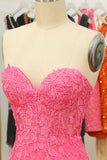 Tight Pink Short Homecoming Dress with Appliques