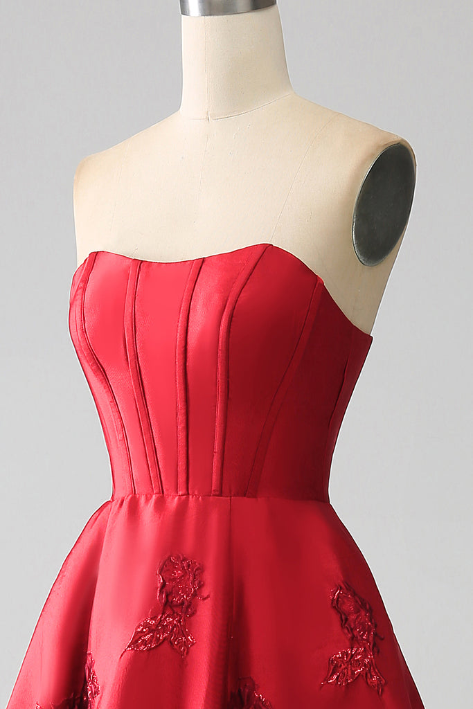 Charming Red Strapless A-Line Long Prom Gown Occasion Dress, DP3473 main image 0