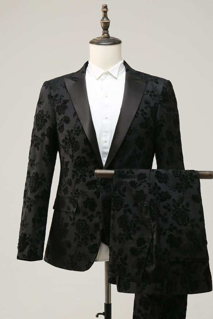 Burgundy 3 Pieces Peak Lapel Men's Prom Suits