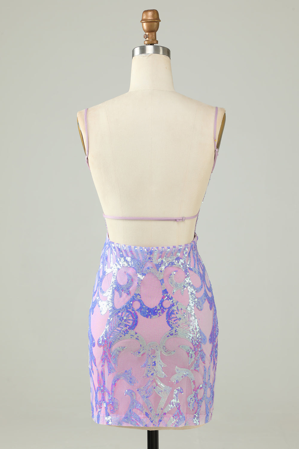 Sparkly Purple Sequin Backless Tight Short Homecoming Dress