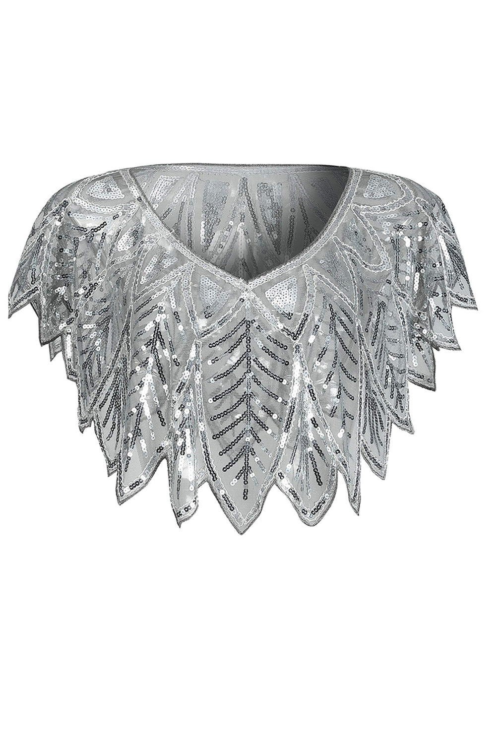 Silver Sequin Glitter 1920s Cape