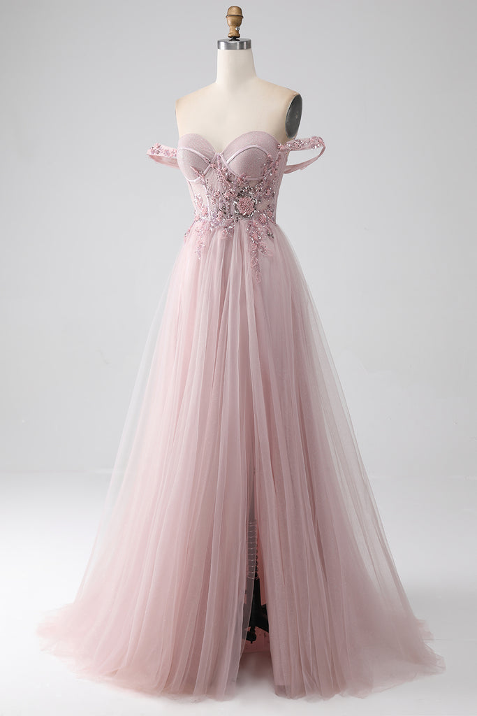 Plataz Prom Sequins Slit Ruched Off Shoulder Evening HZ1007 main image 1