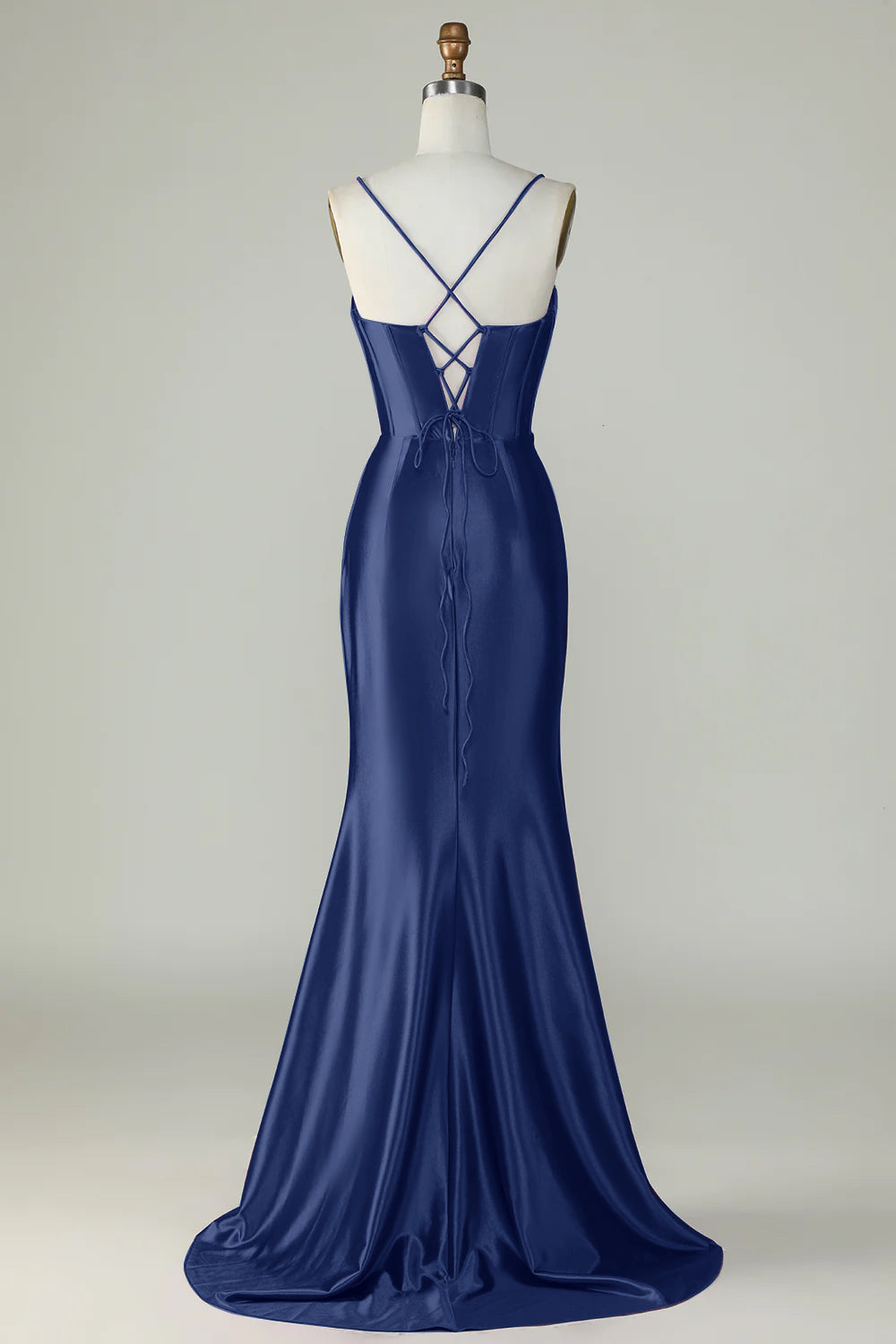 Zapaka Women Royal Blue Prom Dress Mermaid Spaghetti Straps Long Formal Dress With Slit, Navy / US14 Zapaka Women Royal Blue Prom Dress Mermaid Spaghetti Straps Long Formal Dress With Slit, Navy / US14