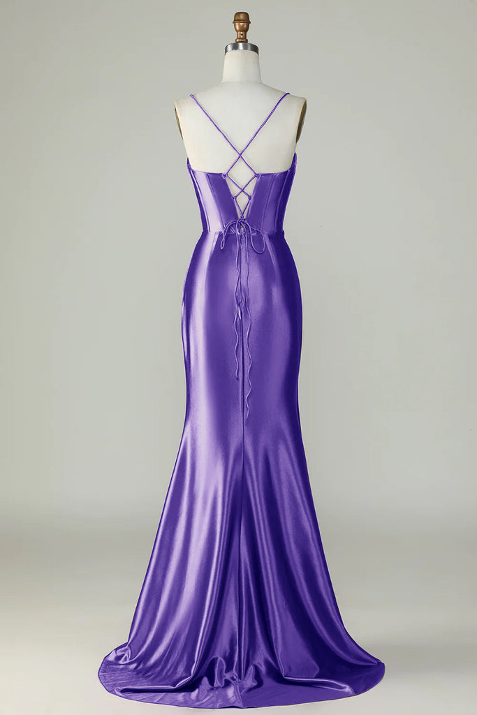 Zapaka Women Royal Blue Prom Dress Mermaid Spaghetti Straps Long Formal ...