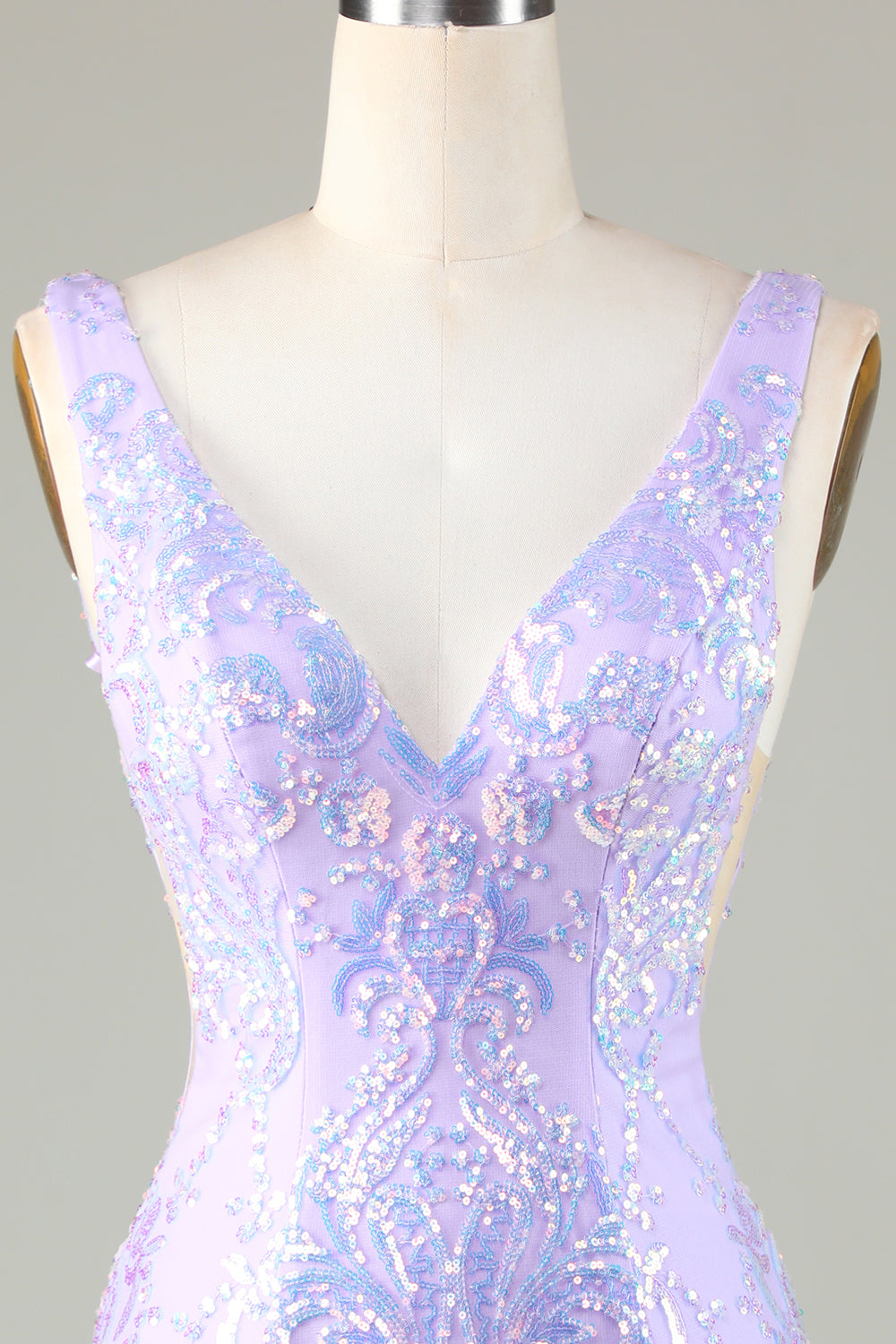 Lavender Sparkly Tight Homecoming Dress with Backless