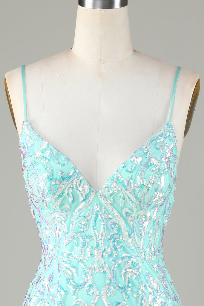 Green Spaghetti Straps Bodycon Dress,Green Tight Homecoming Dress Y3049