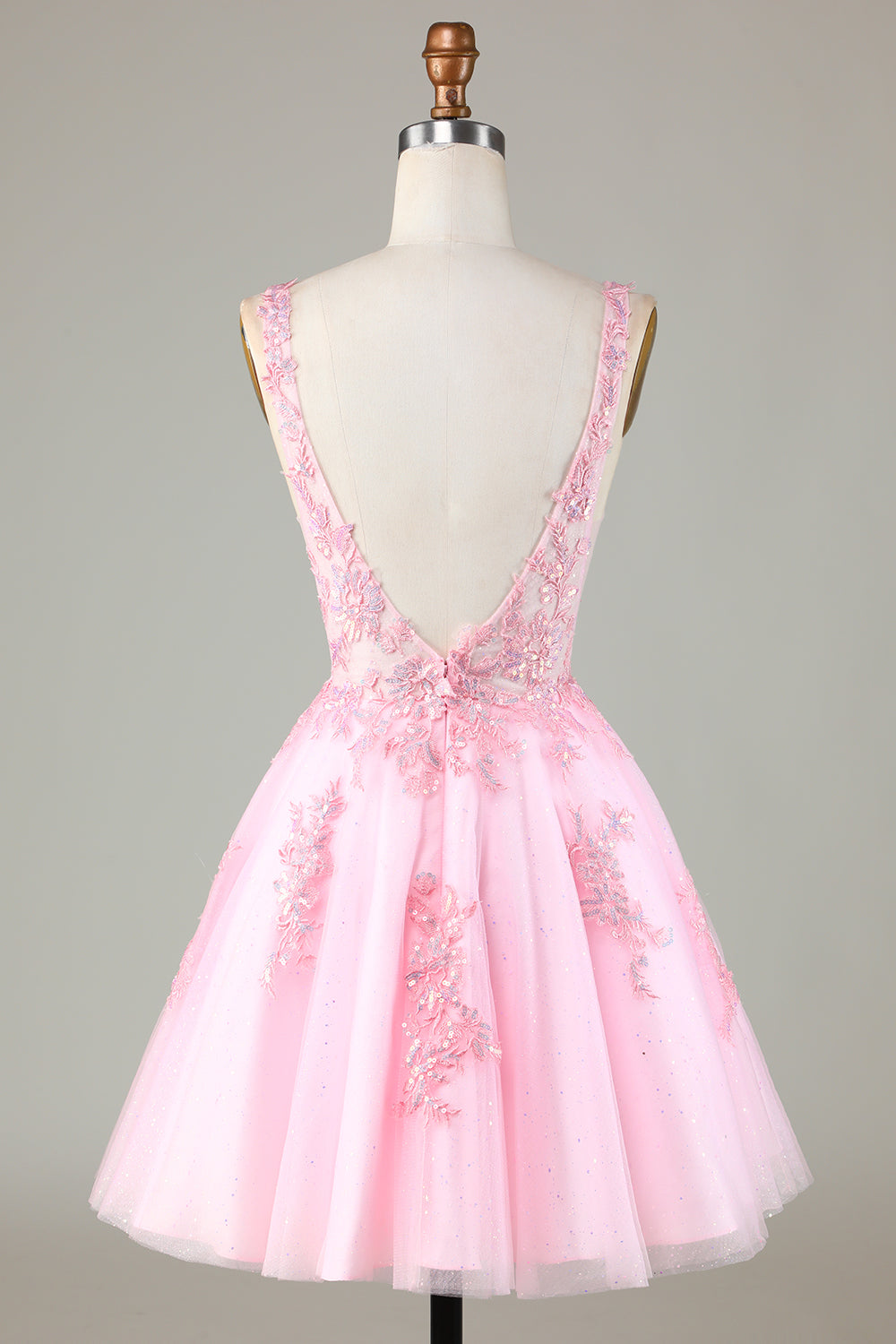 Pink Glitter Cute Homecoming Dress with Appliques