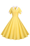 V Neck 1950s Swing Dress