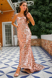 Champagne Sequins Prom Dress
