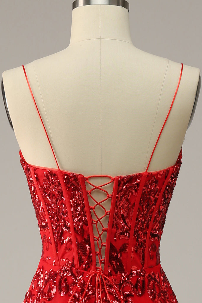 Spaghetti Strap Chiffon Dress with Lace Top Burgundy Plus Size main image 0