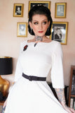 White Crepe Vintage Formal Dress