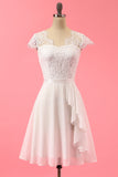 White Formal Lace Ruffle Dress