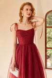 Red Polka Dots Spaghetti Straps Prom Dress
