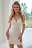 Spaghetti Straps Ivory Sequined Homecoming Dress