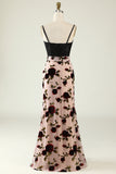 Floral Spaghetti Straps Prom Dress with Slit