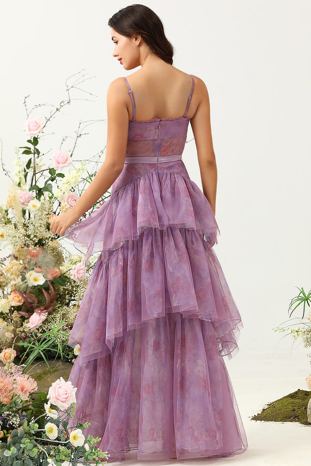 ZAPAKA Women Lilac Formal Dress Asymmetrical Spaghetti Straps Evening Party  Dress