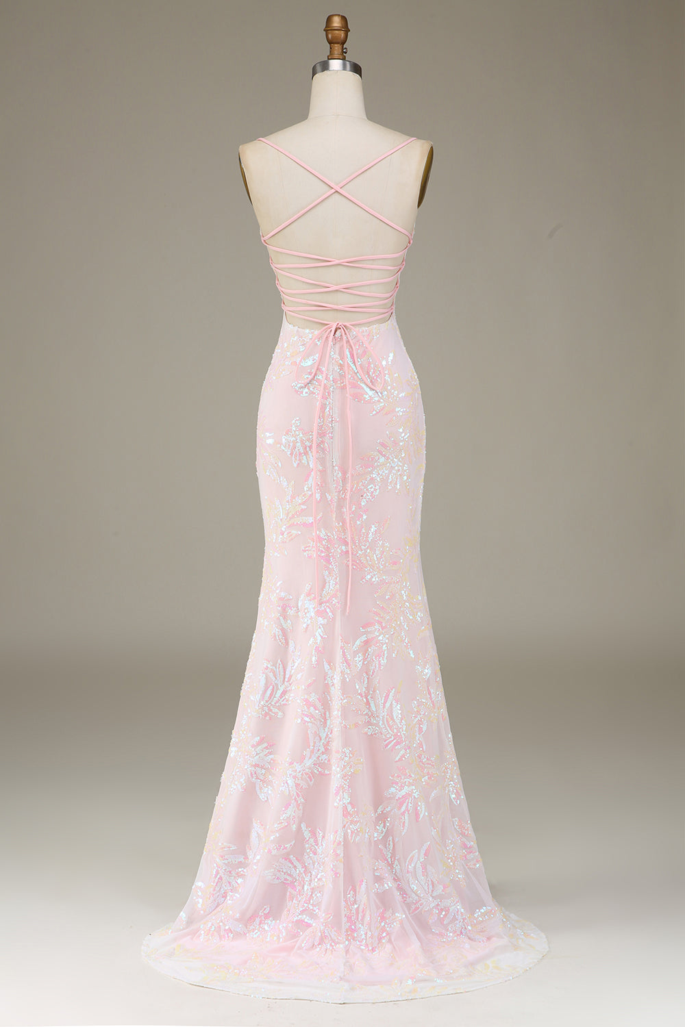 ZAPAKA Women Sparkly Pink Prom Dress with Slit Mermaid Lace-Up Back Party Dress, Pink / US10 ZAPAKA Women Sparkly Pink Prom Dress with Slit Mermaid Lace-Up Back Party Dress, Pink / US10