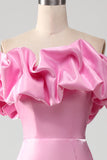 Mermaid Off the Shoulder Pink Prom Dress with Split Front