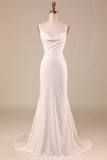 Simple Ivory Mermaid Boho Long Wedding Dress