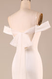 Simple Ivory Mermaid Lace-Up Back Long Wedding Dress