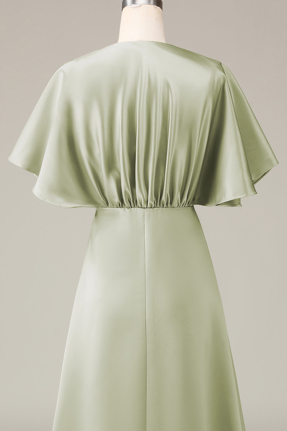 Zapaka Women Dusty Sage V-neck Short Sleeves A-line Satin Bridesmaid Dress, Satin color / US4 Zapaka Women Dusty Sage V-neck Short Sleeves A-line Satin Bridesmaid Dress, Satin color / US4