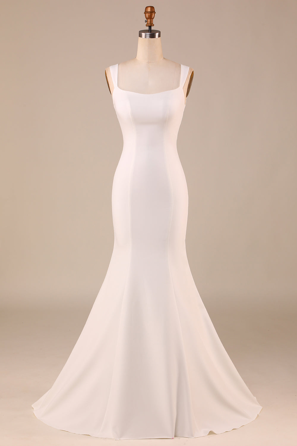 Zapaka Women Simple Ivory Mermaid Wedding Dress with Back Bowknot Scoop Neck Backless Bridal Dress, Ivory / US20W Zapaka Women Simple Ivory Mermaid Wedding Dress with Back Bowknot Scoop Neck Backless Bridal Dress, Ivory / US20W