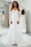 Ivory Sweetheart Detachable Flare Sleeves Boho Wedding Dress