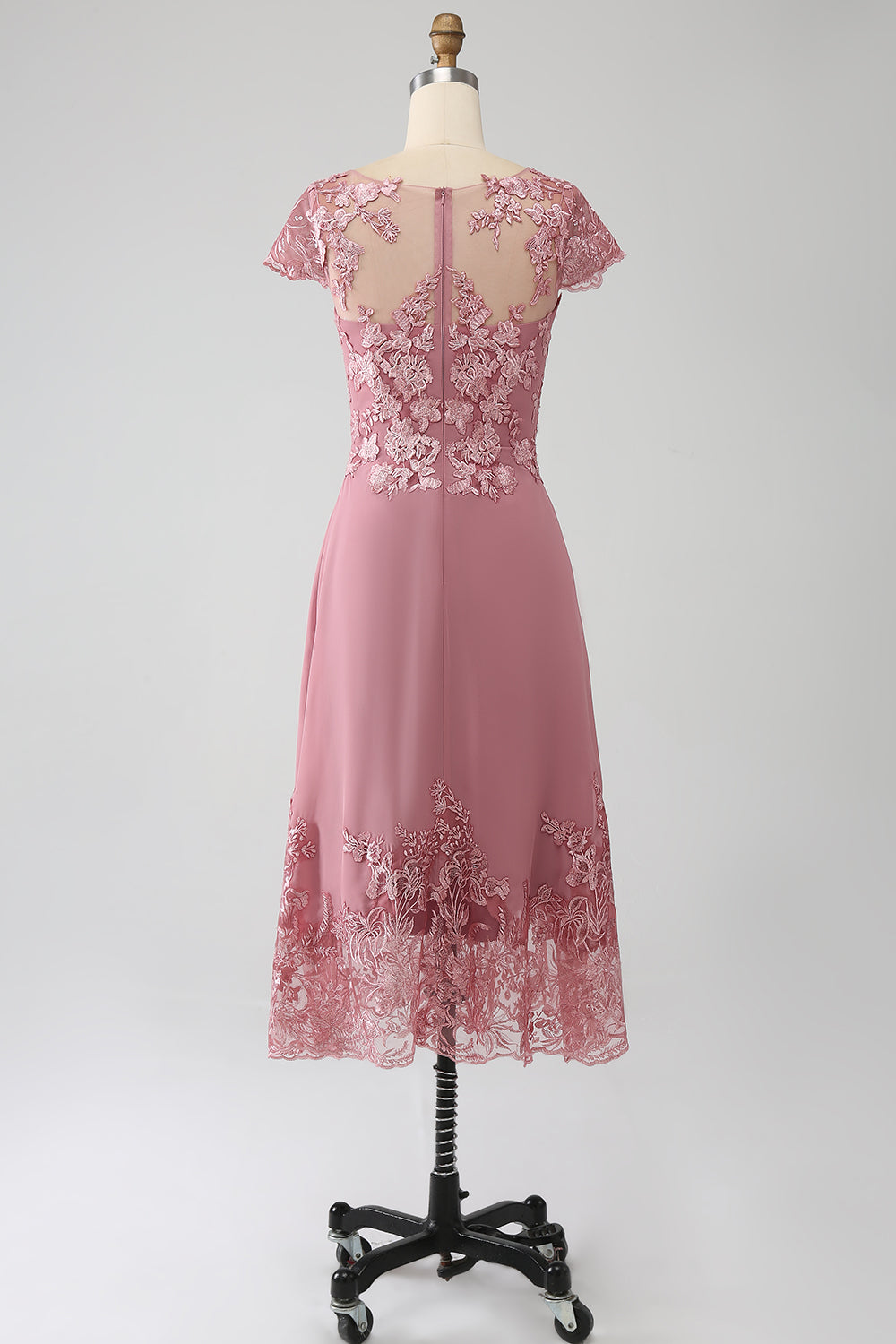 ZAPAKA Women Dusty Rose Formal Dress A-Line Scoop Illusion Tea-Length Mother of the Bride Dress With Sequins, Dusty Rose / US26W ZAPAKA Women Dusty Rose Formal Dress A-Line Scoop Illusion Tea-Length Mother of the Bride Dress With Sequins, Dusty Rose / US26W