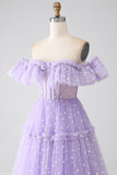 Off The Shoulder Lilac Corset Prom Dress