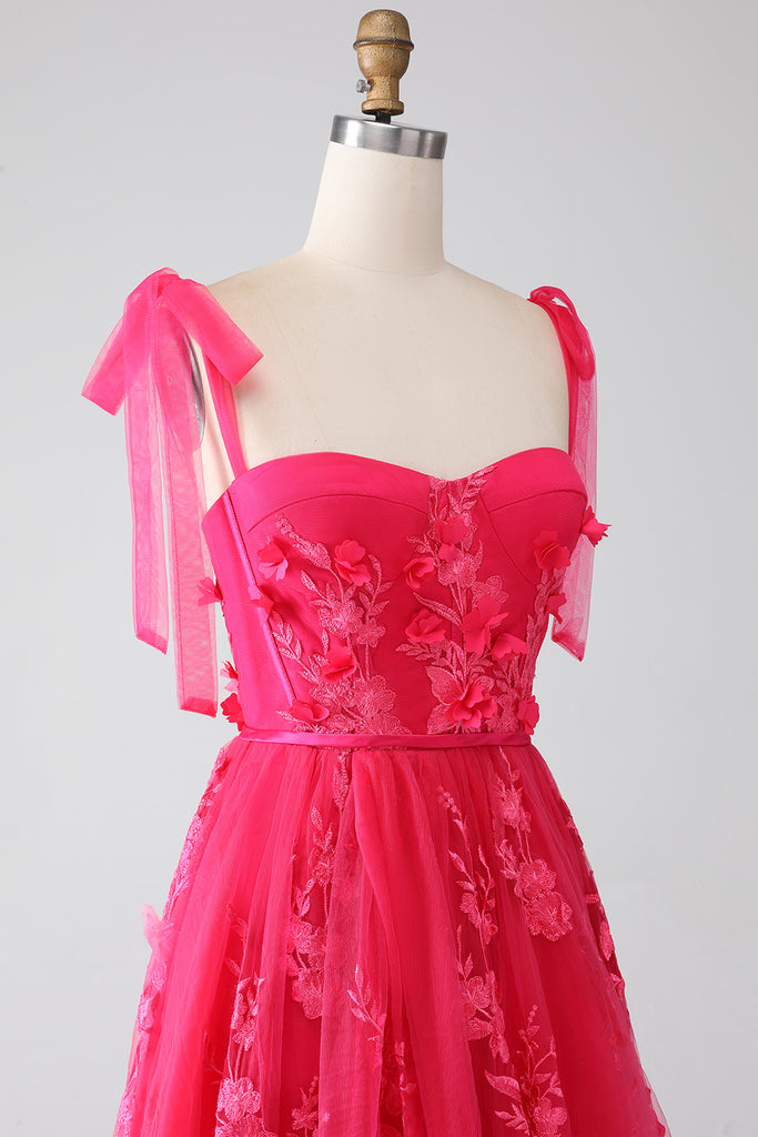 Fuchsia Dresses Formal Minimalist A Line Spaghetti Straps Sleeveless Stretch Satin Formal Dress
