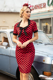 Red Polka Dots 1960s Dress with Bow