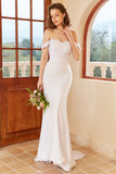 Mermaid Off the Shoulder White Wedding Dress with Lace