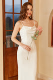 White Spaghetti Straps Simple Wedding Dress
