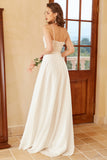 Beautiful A Line Spaghetti Straps White Wedding Dress with Appliques