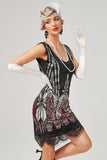 Black & Red Short Sequins 1920s Dress