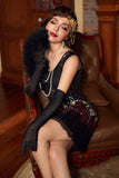 Black & Red Short Sequins 1920s Flapper Dress