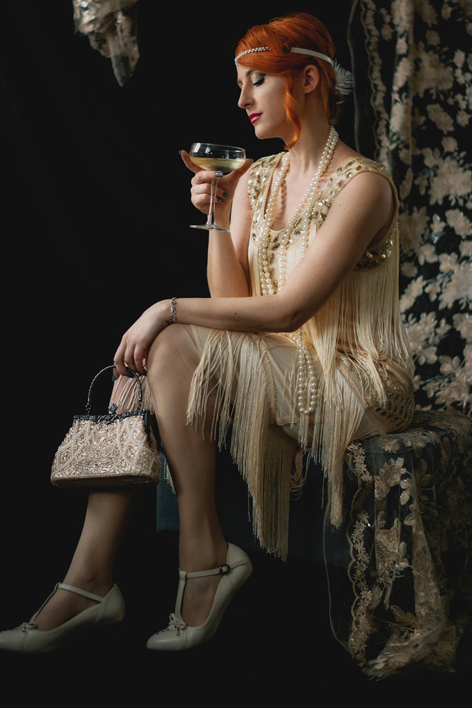 Sparkly Champagne Sequins Fringed 1920s Gatsby Dress main image 0